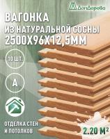 Евровагонка хвоя 12,5 х 96 х 2,55 (10шт) кат. А