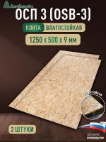 ОСП (OSB 3) плита влагостойкая 9 х 500 х 1250 (2 шт)