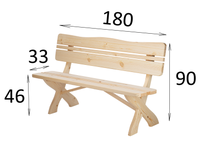 Скамейка со спинкой сосна  1800 х 500